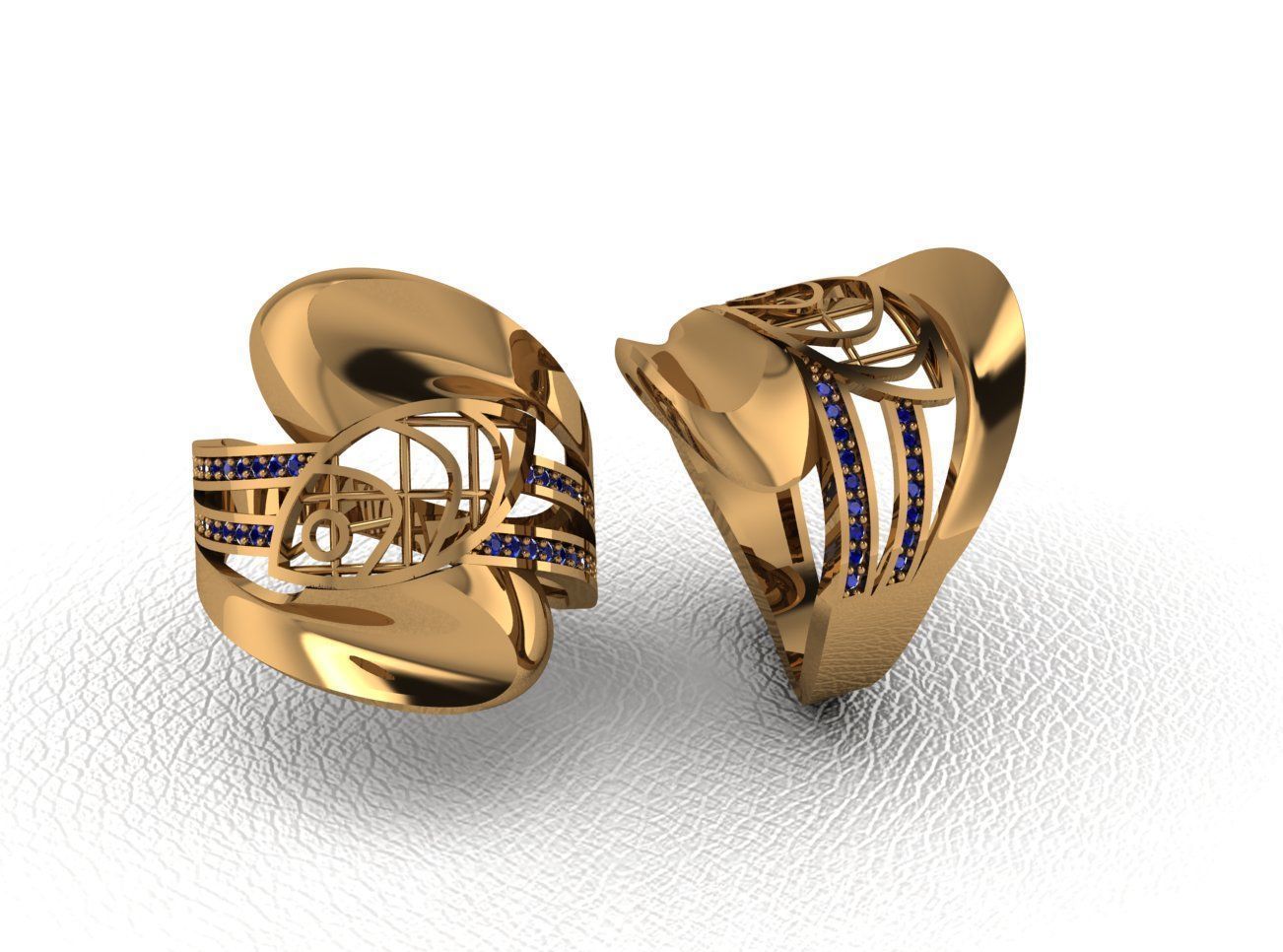 Luxury Intertwined Gold Ring Design 3D print model_41