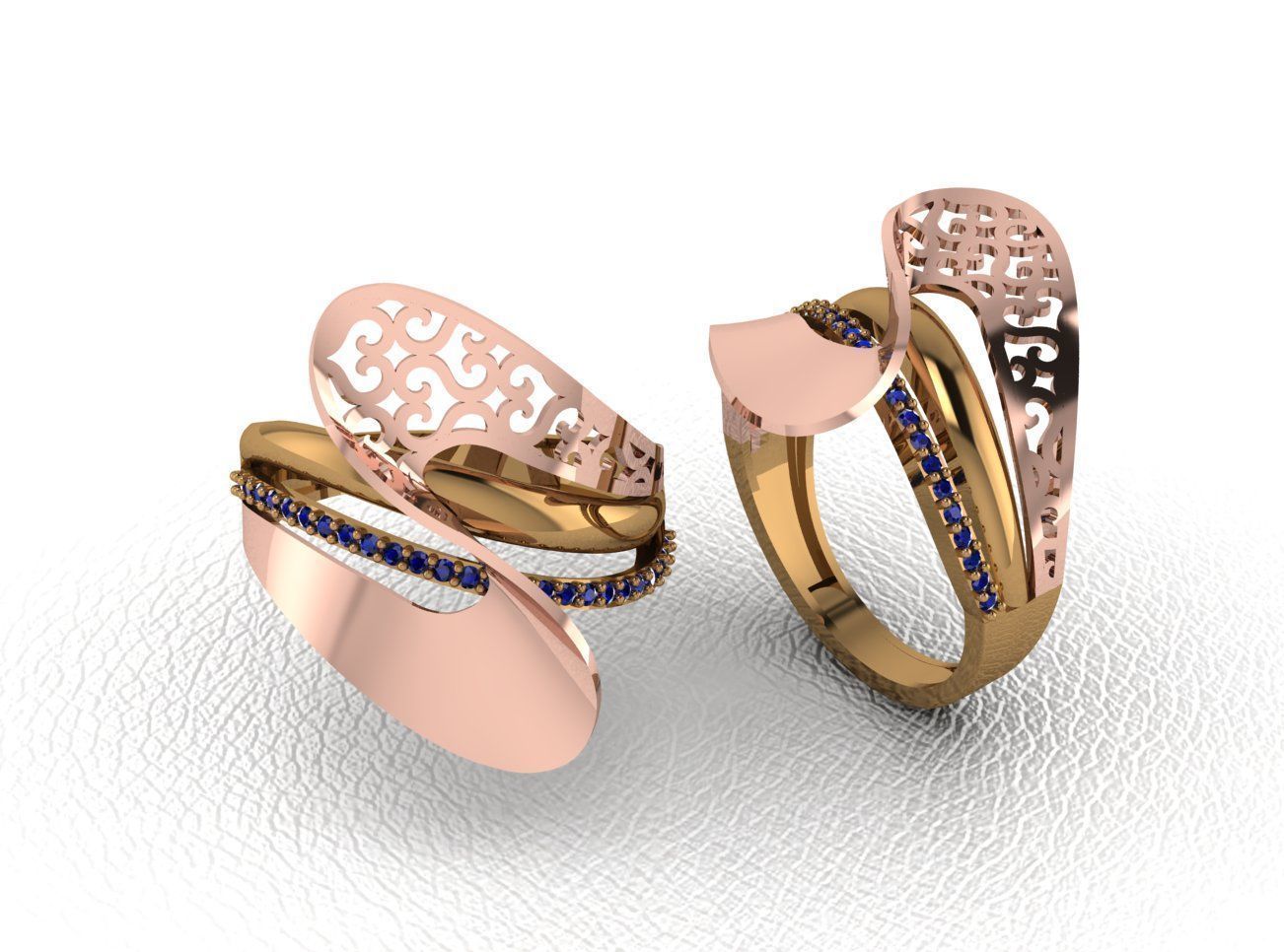 Luxury Intertwined Gold Ring Design 3D print model_15