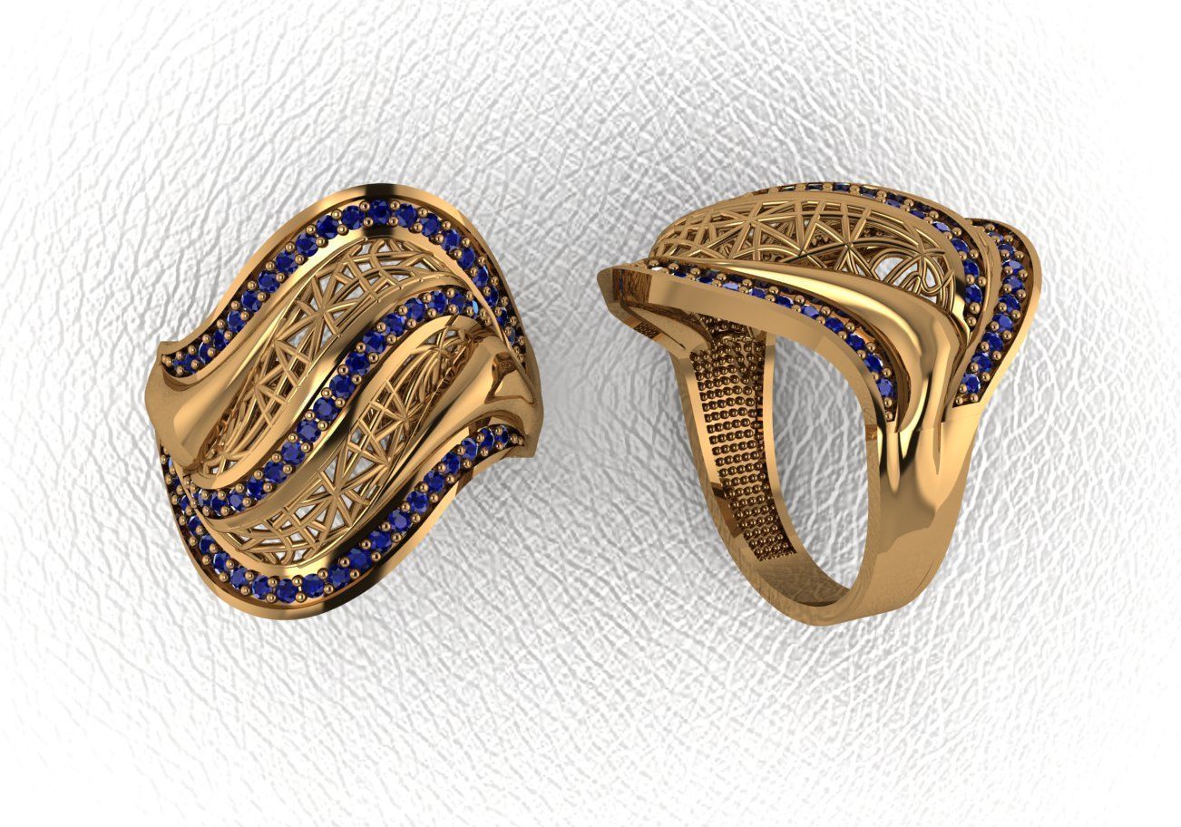 Luxury Intertwined Gold Ring Design 3D print model_43