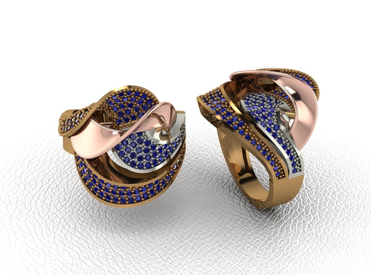 Luxury Intertwined Gold Ring Design 3D print model_12