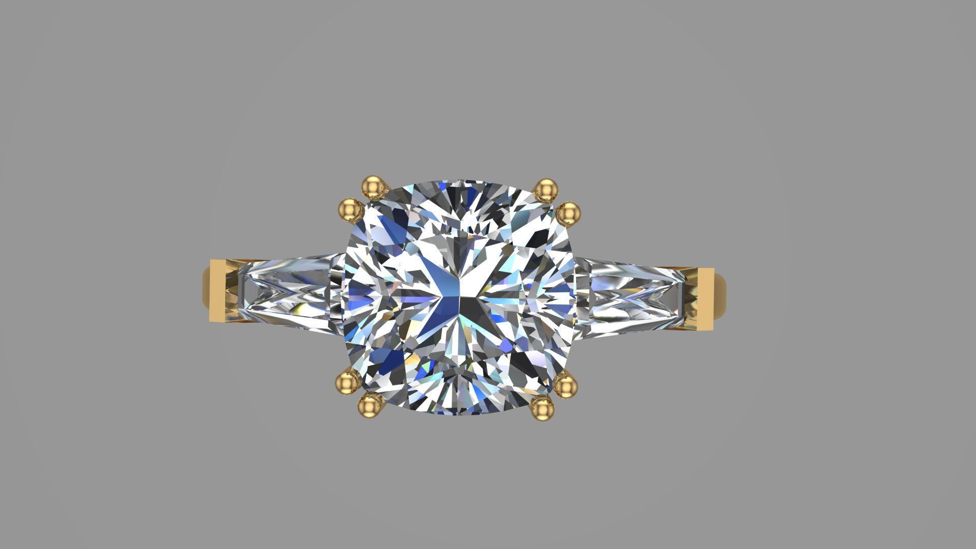 Diamond classic Ring to print 3 Sizes 3D print model_2