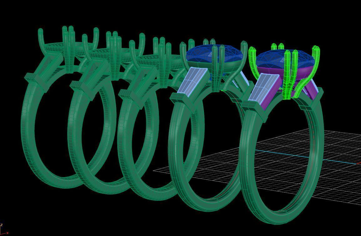 Diamond classic Ring to print 3 Sizes 3D print model_6