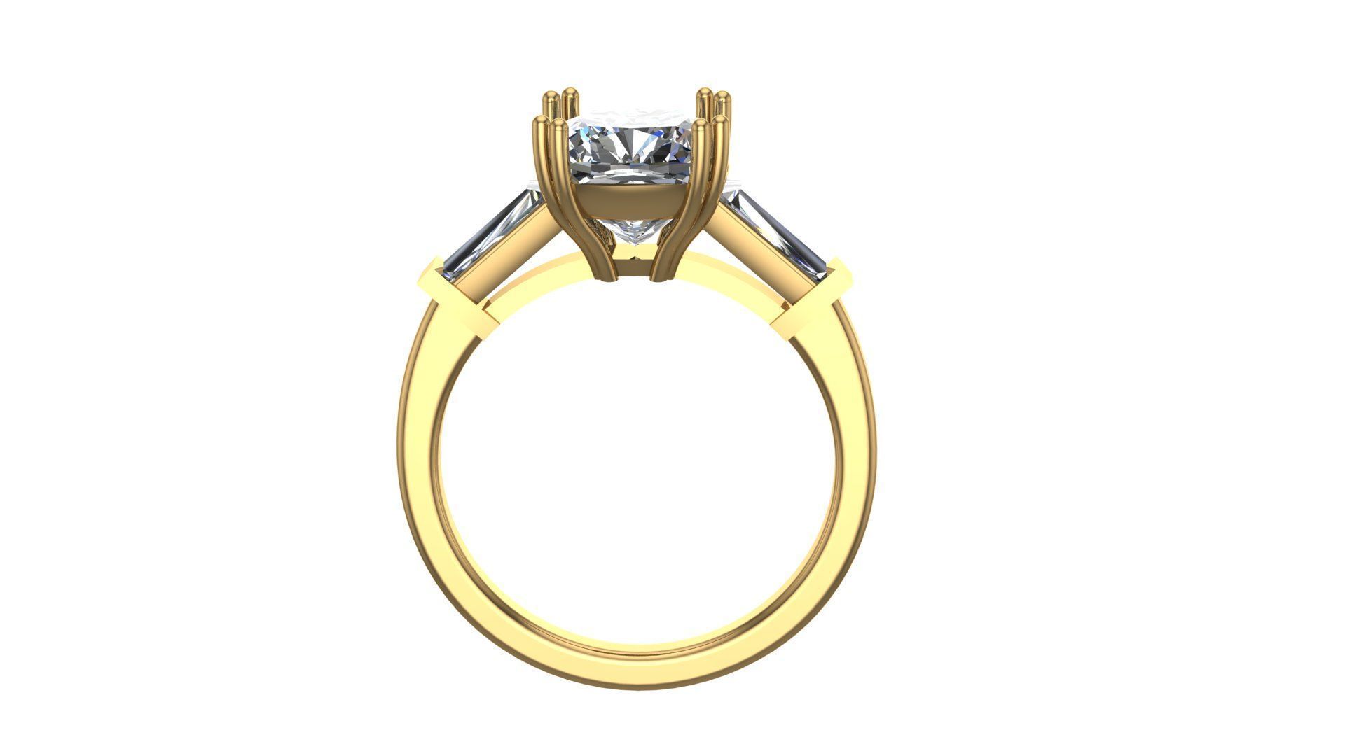 Diamond classic Ring to print 3 Sizes 3D print model_1