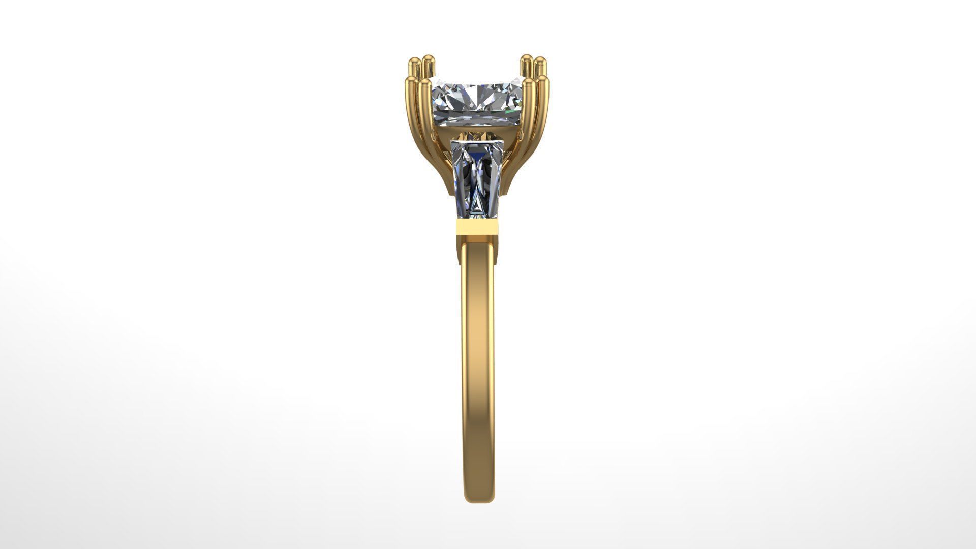 Diamond classic Ring to print 3 Sizes 3D print model_3