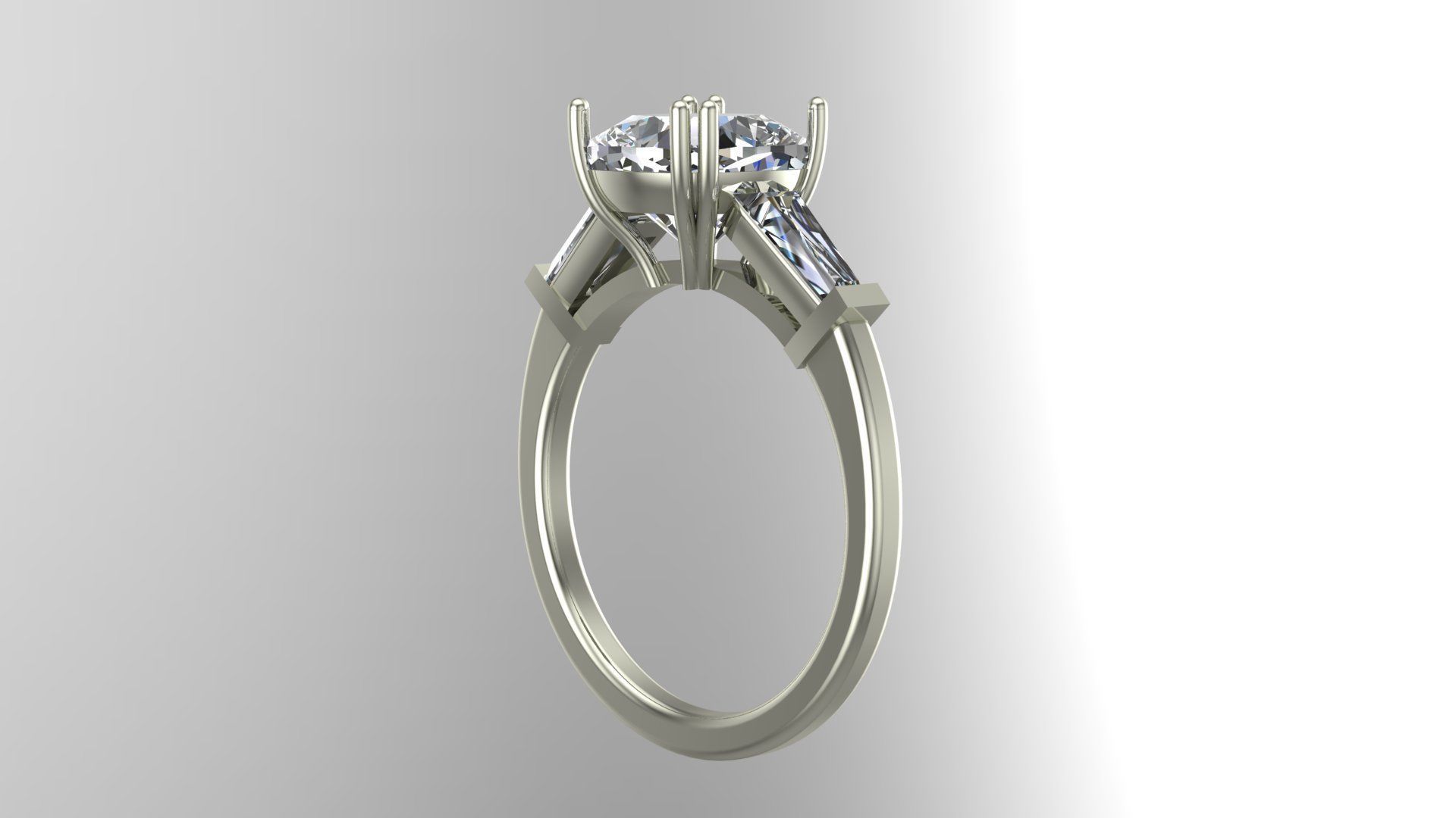 Diamond classic Ring to print 3 Sizes 3D print model_4