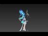 Water dragon sorceress Low-poly 3D model_2