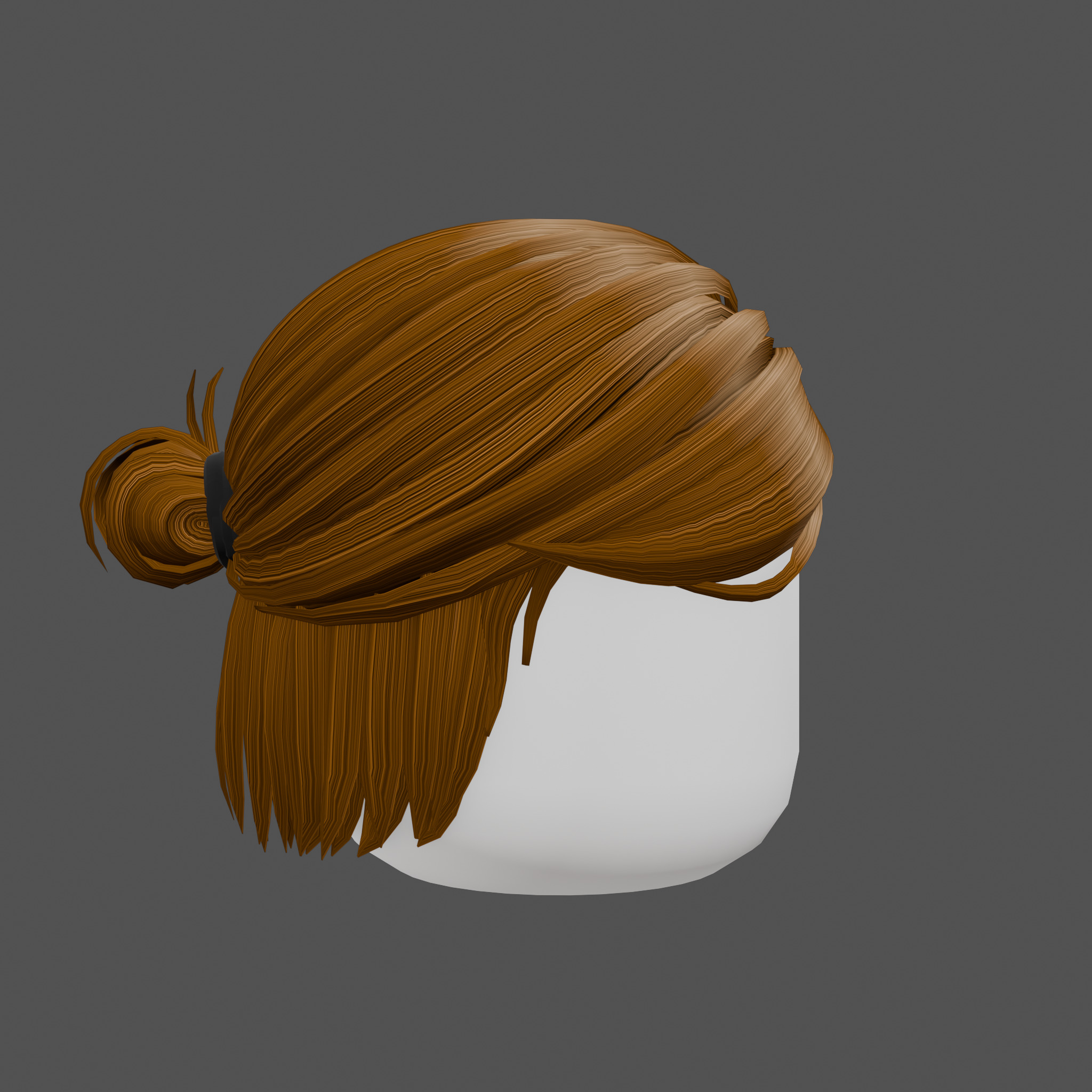 low poly hair bun hairstyle model Low-poly 3D model_9