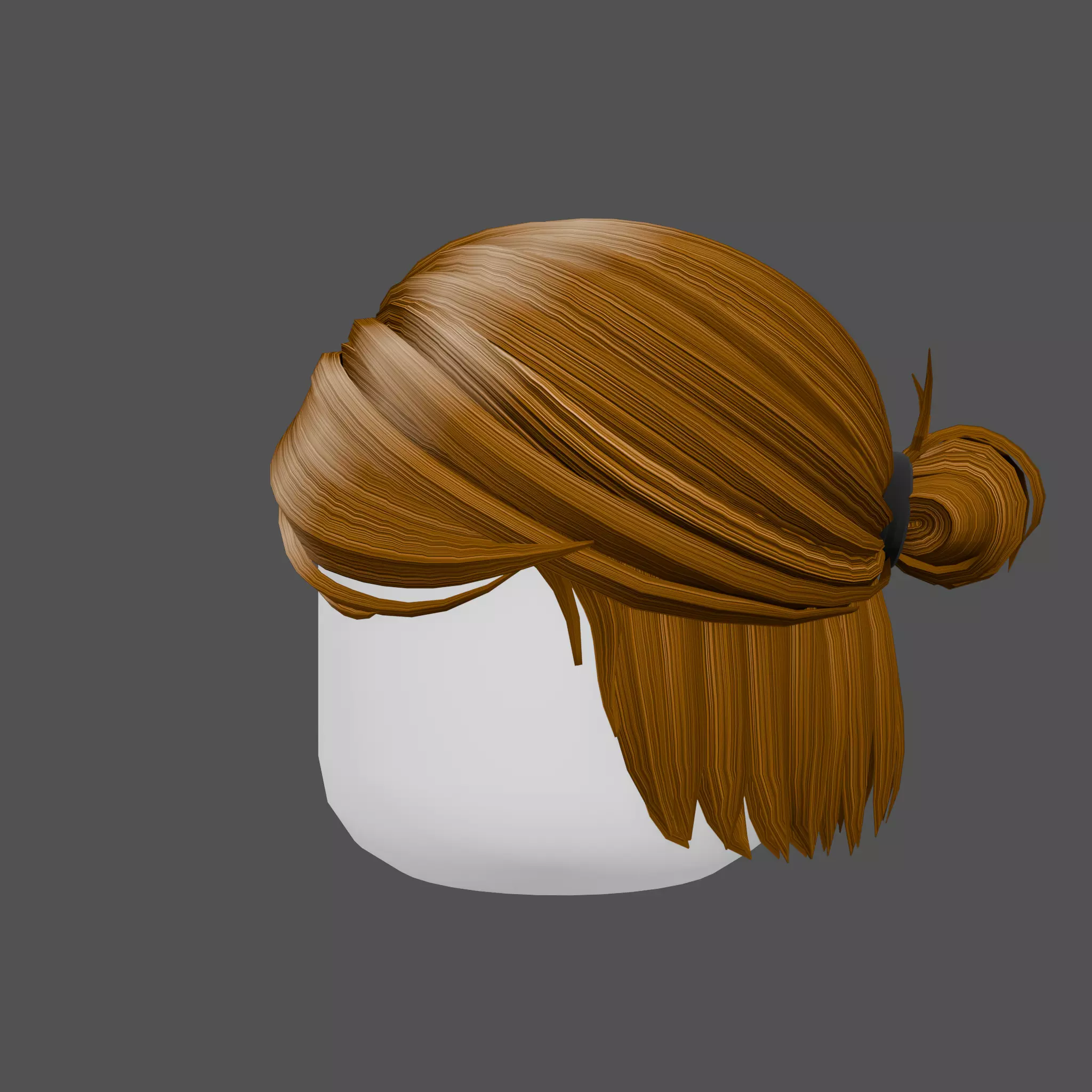 low poly hair bun hairstyle model Low-poly 3D model_0