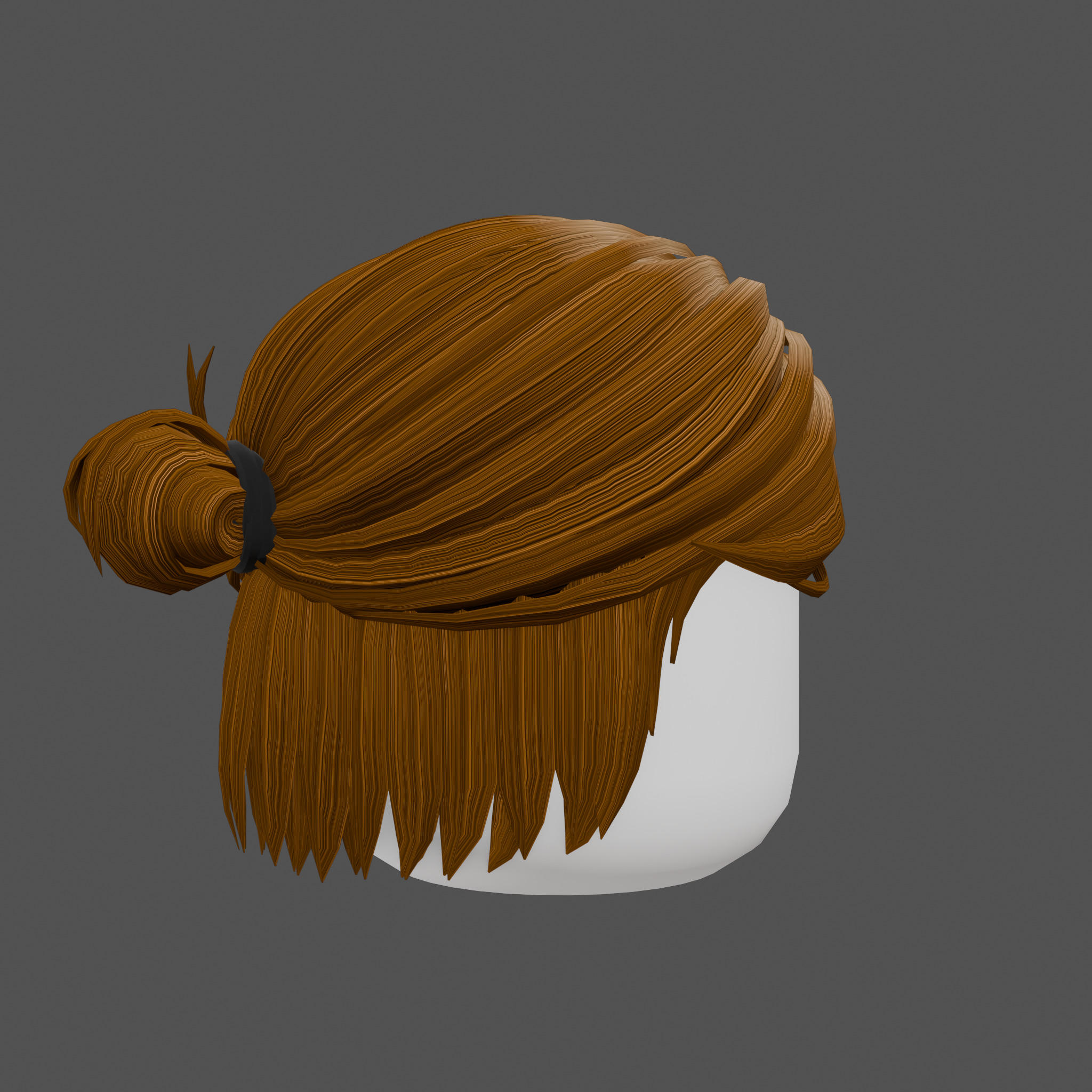low poly hair bun hairstyle model Low-poly 3D model_8
