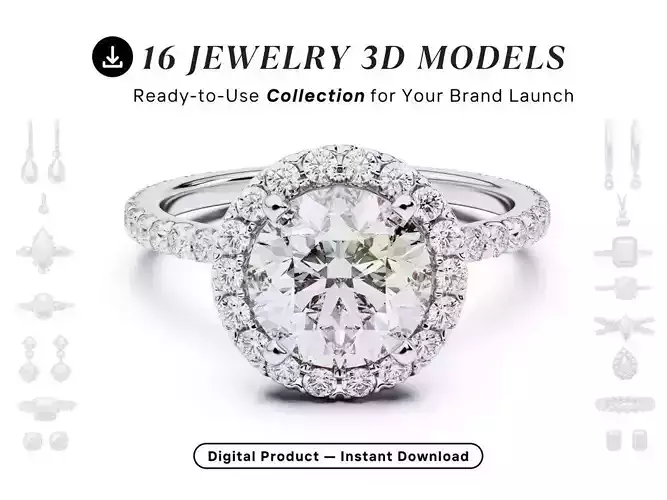 Collection - 15 Jewelry STL Files - Rings Earrings Pendants