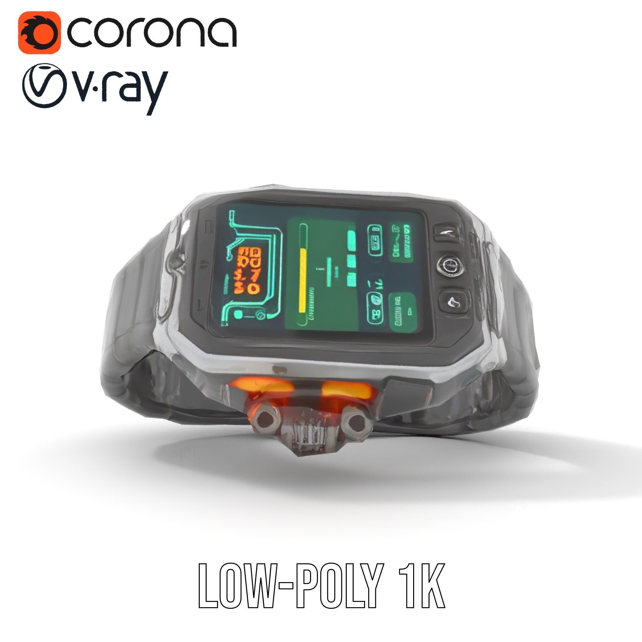 Futuristic Digital Watch Model Pack Low-poly 3D model_8