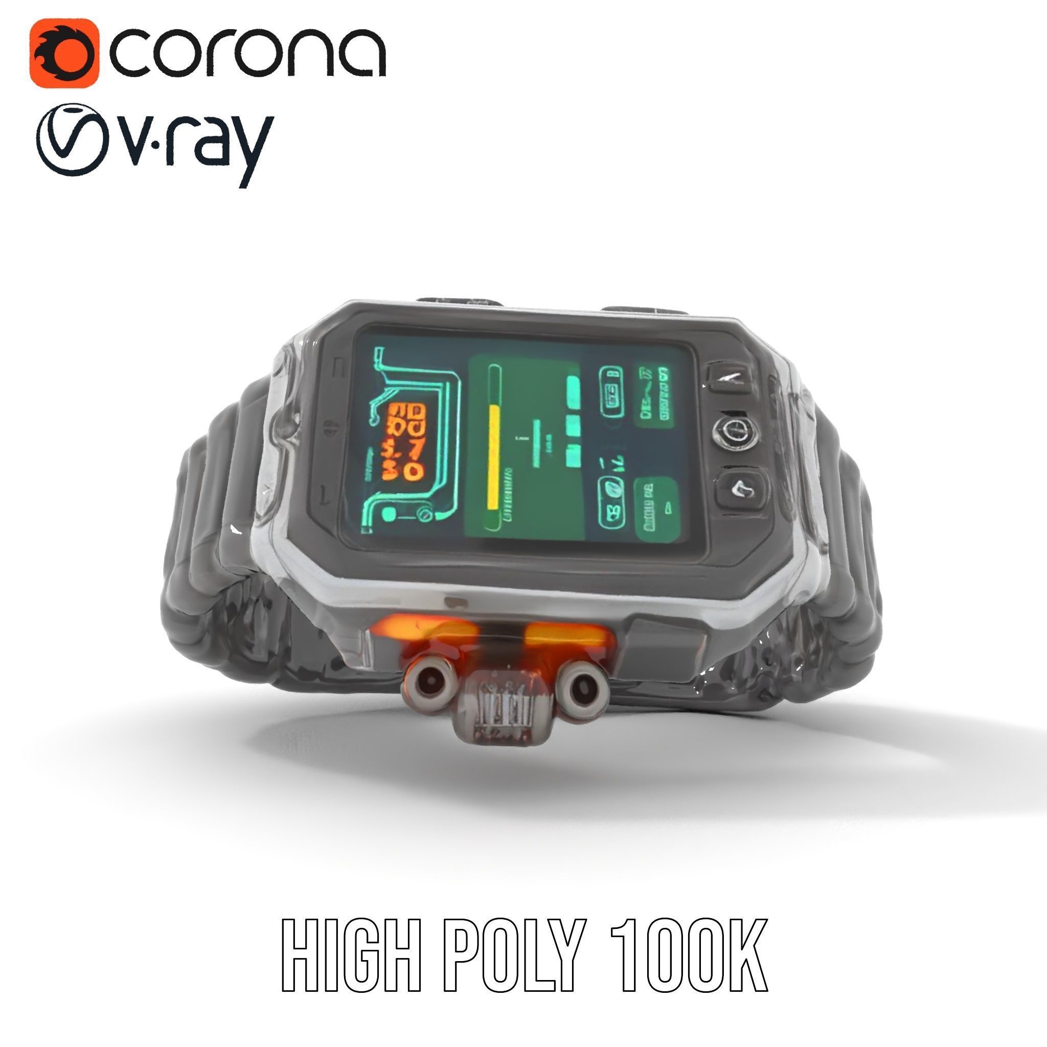 Futuristic Digital Watch Model Pack Low-poly 3D model_24
