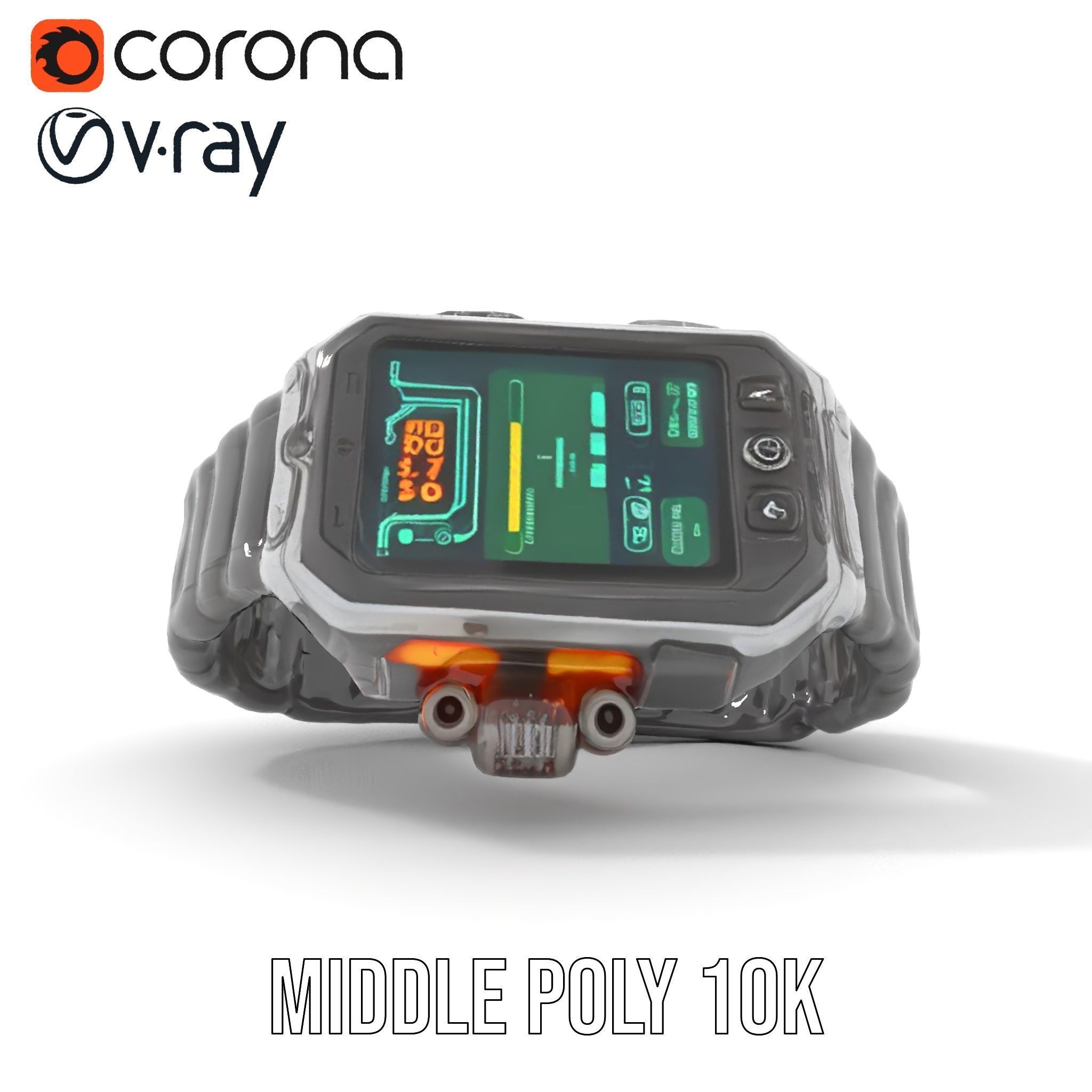 Futuristic Digital Watch Model Pack Low-poly 3D model_12