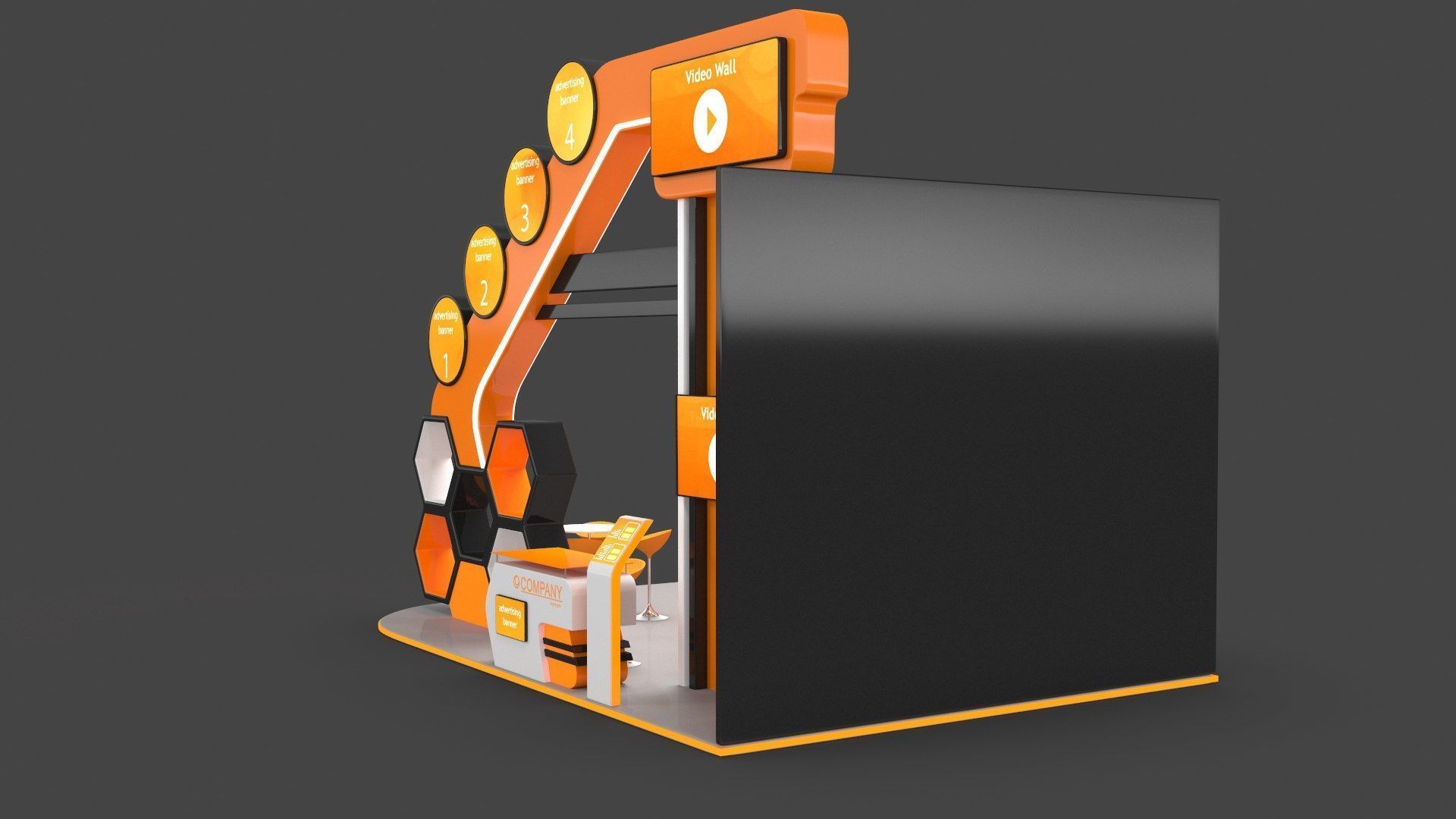 Exhibition Stand 5 Low-poly 3D model_4