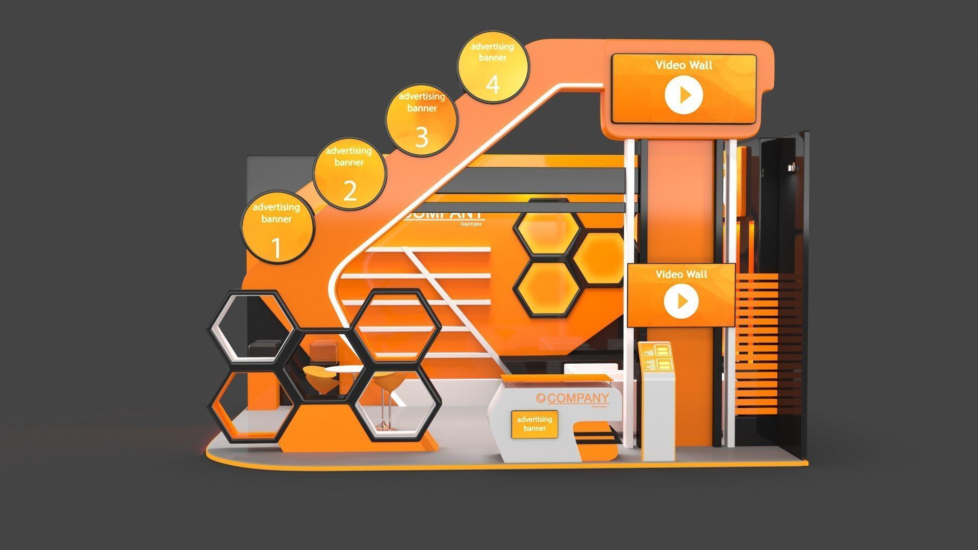 Exhibition Stand 5 Low-poly 3D model_5