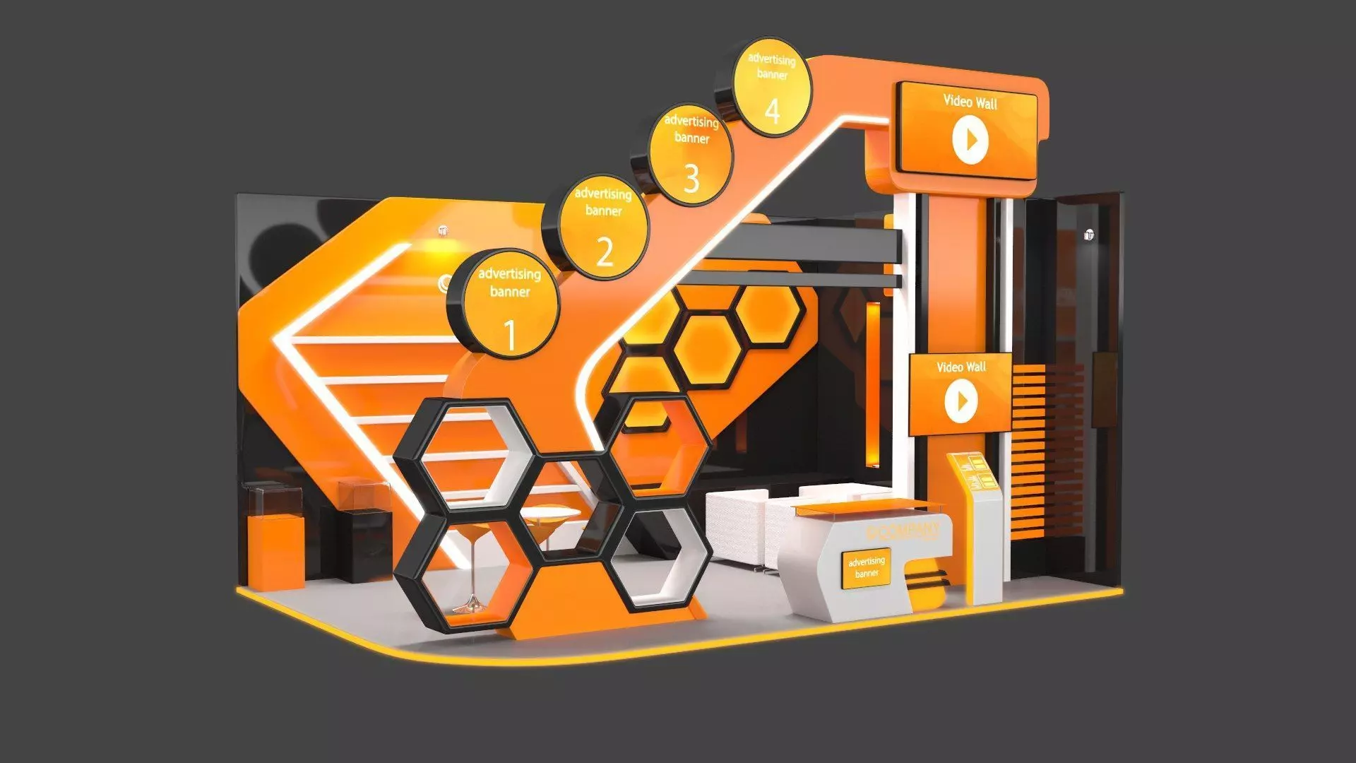 Exhibition Stand 5 Low-poly 3D model_0