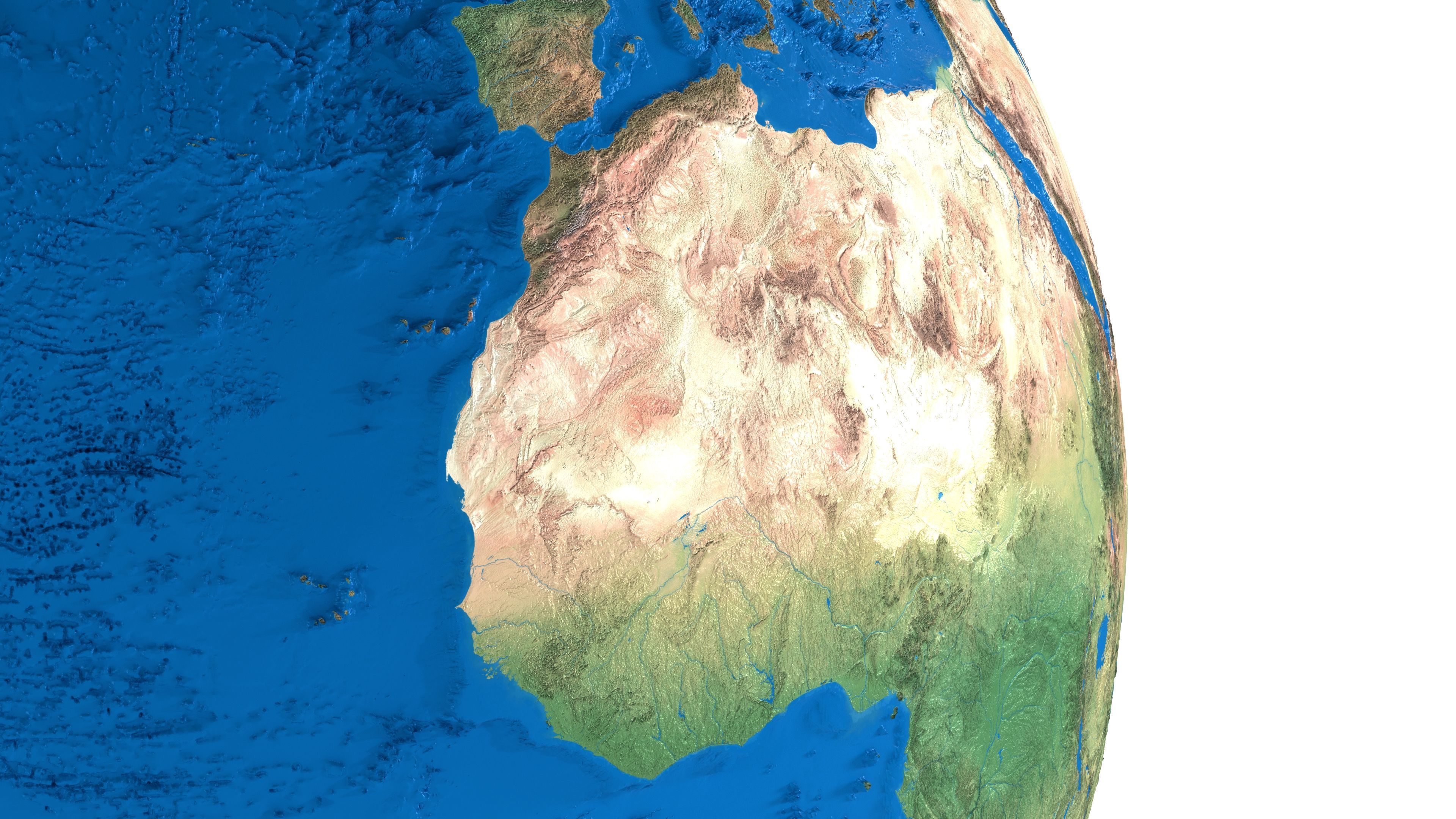 Earth No Cloud Globe Low-poly 3D model_8