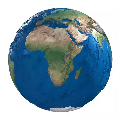 Earth No Cloud Globe Low-poly 3D model