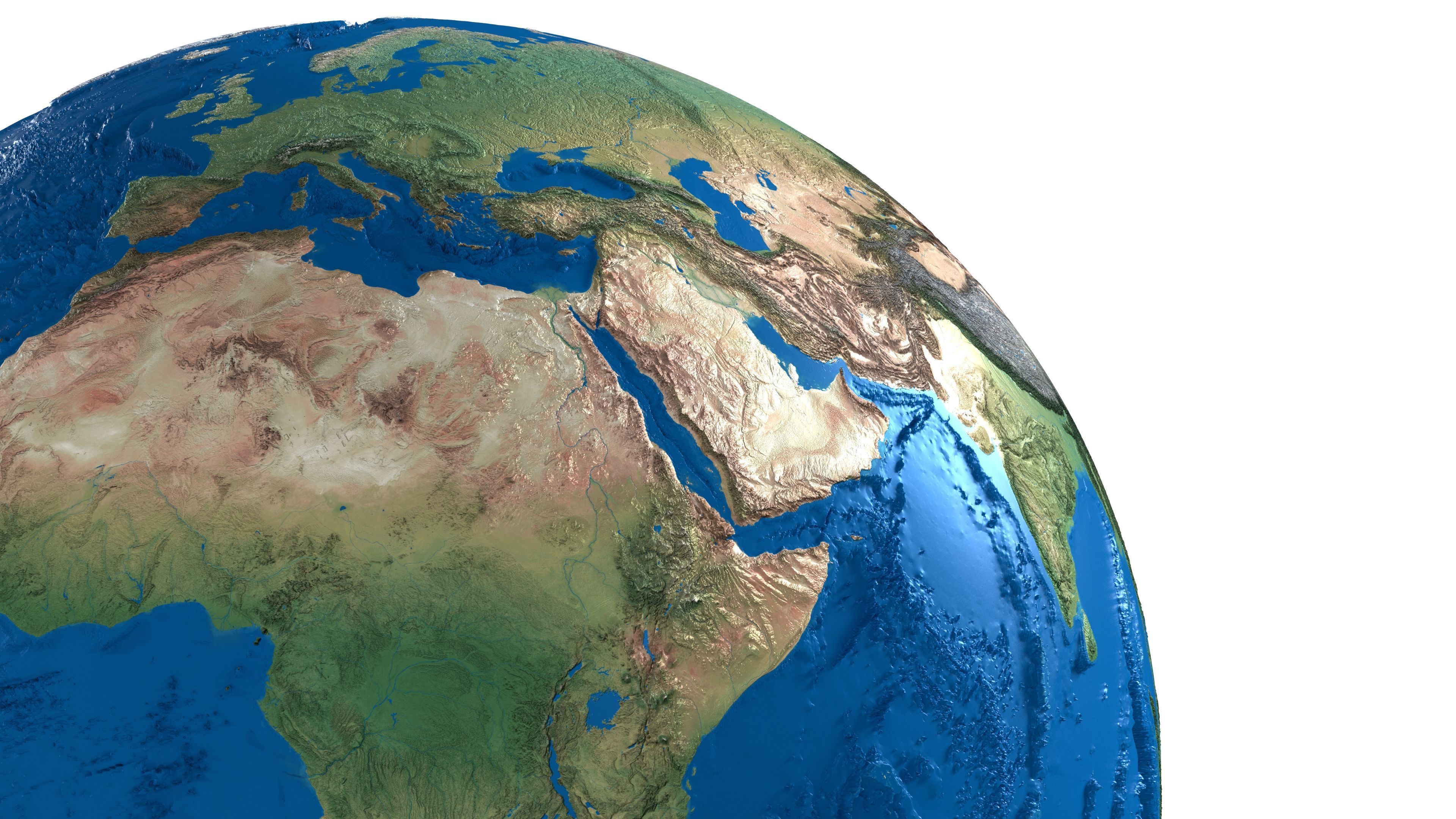 Earth No Cloud Globe Low-poly 3D model_1