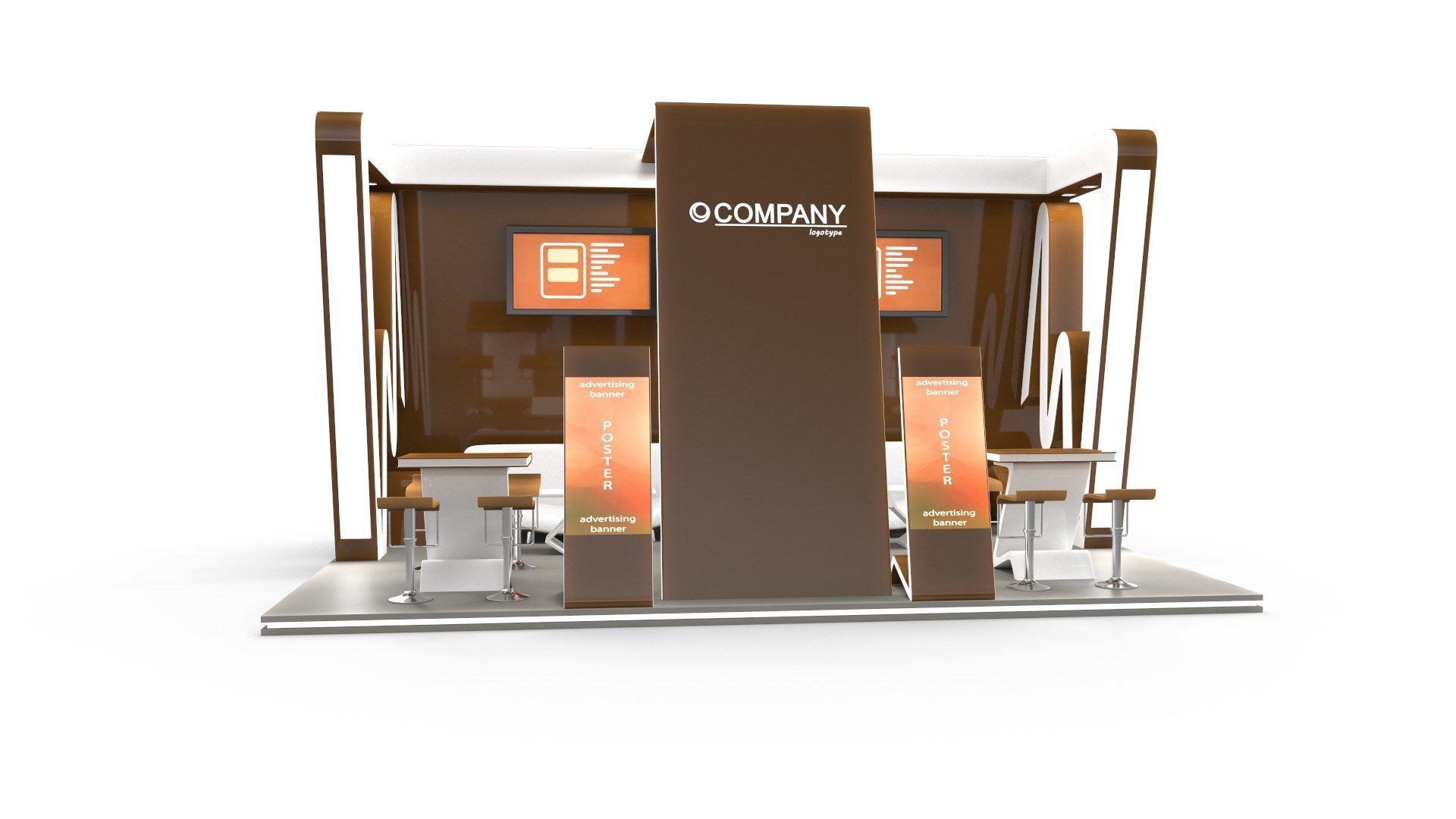 Exhibition Stand 6 Low-poly 3D model_3