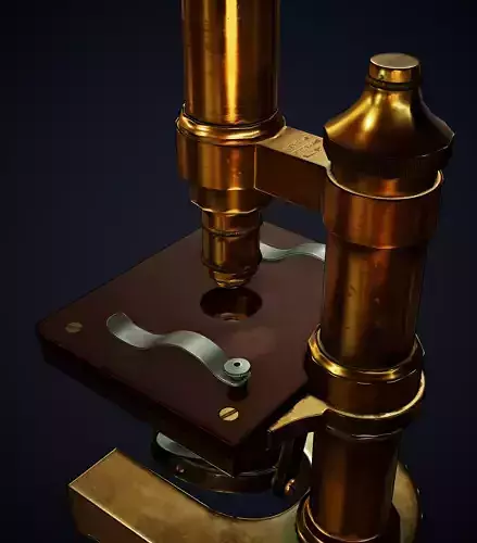 Vintage Microscope Game Ready Low-Poly 3D Model