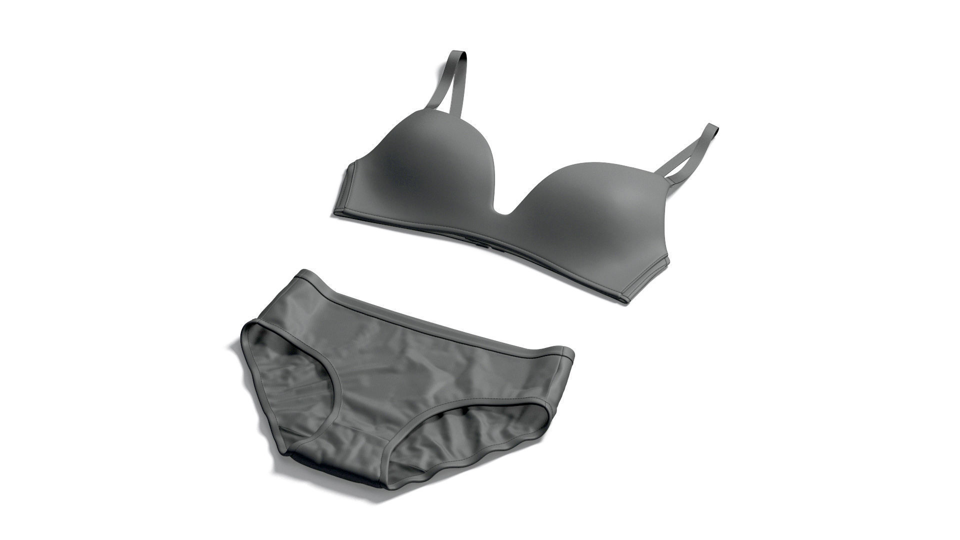 Womens Lingerie Black Set With Slip - bikini with brassiere 3D model_2