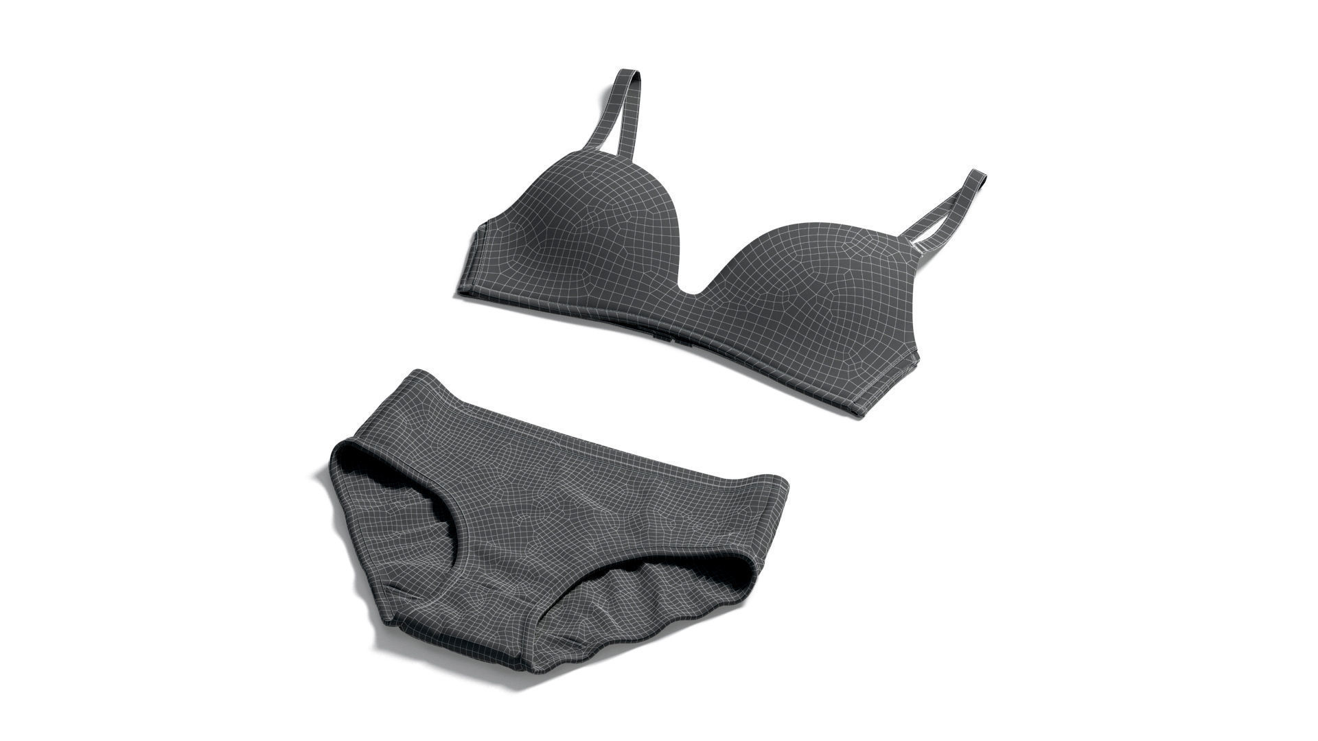 Womens Lingerie Black Set With Slip - bikini with brassiere 3D model_7