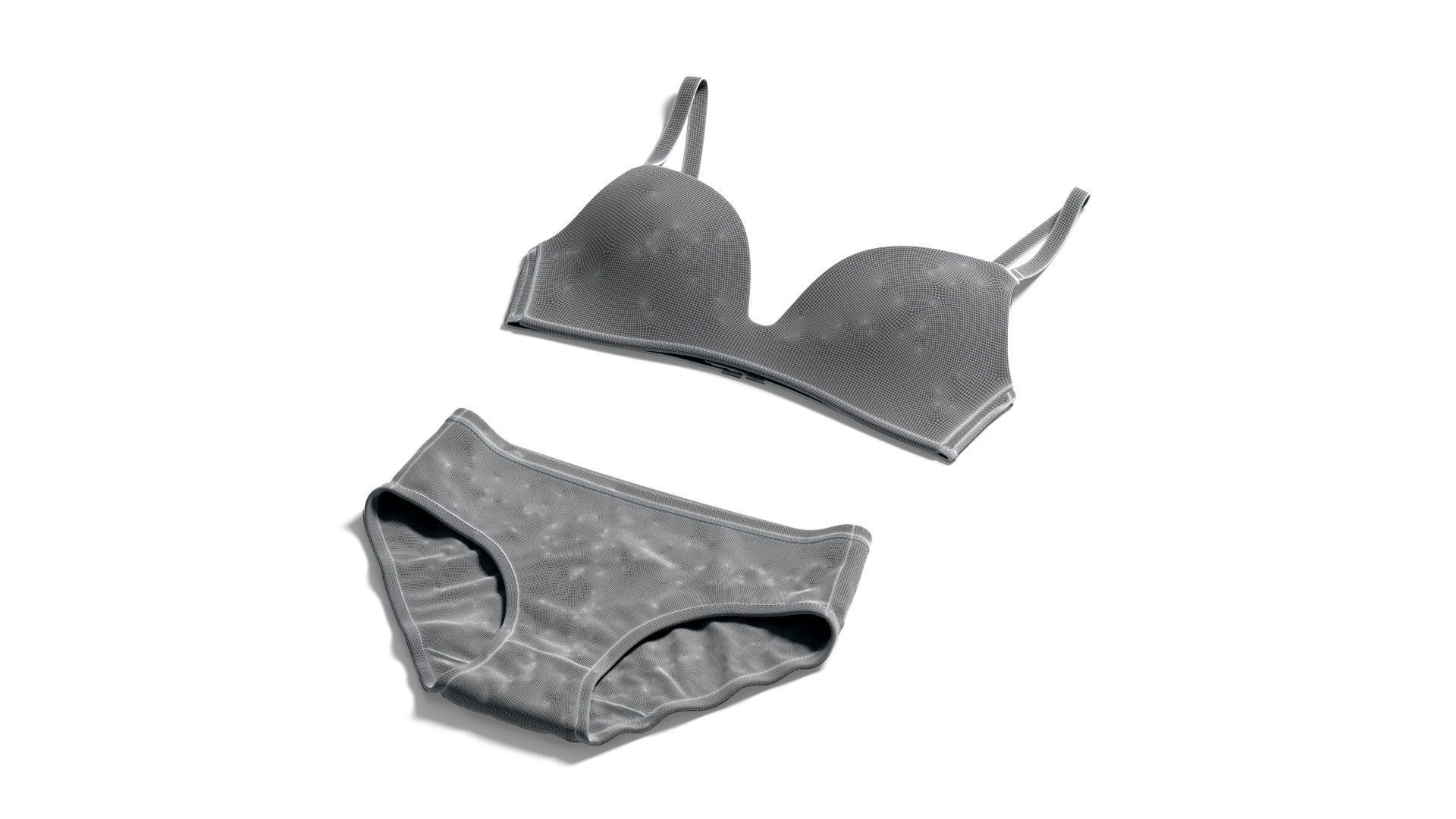 Womens Lingerie Black Set With Slip - bikini with brassiere 3D model_9