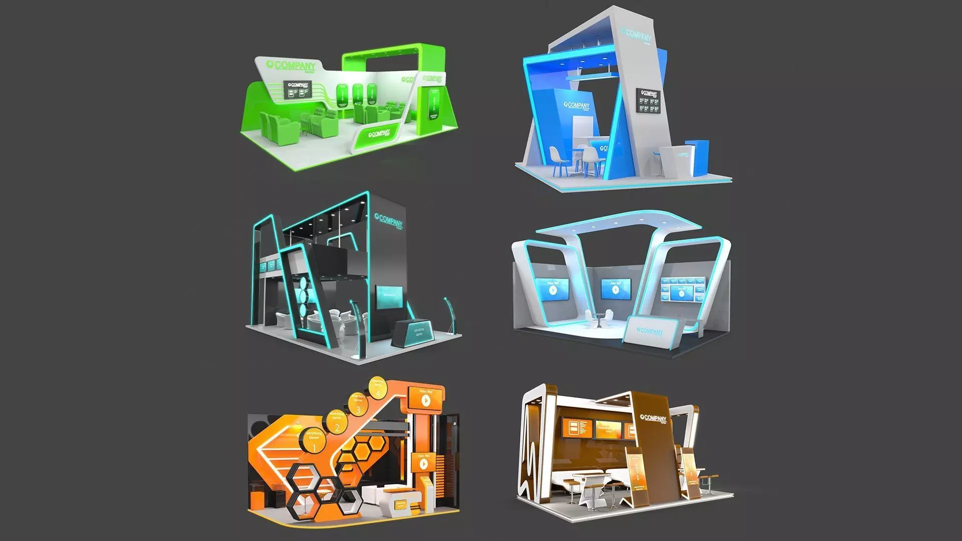 Exhibition Stands 6 models 3D Model Collection_0
