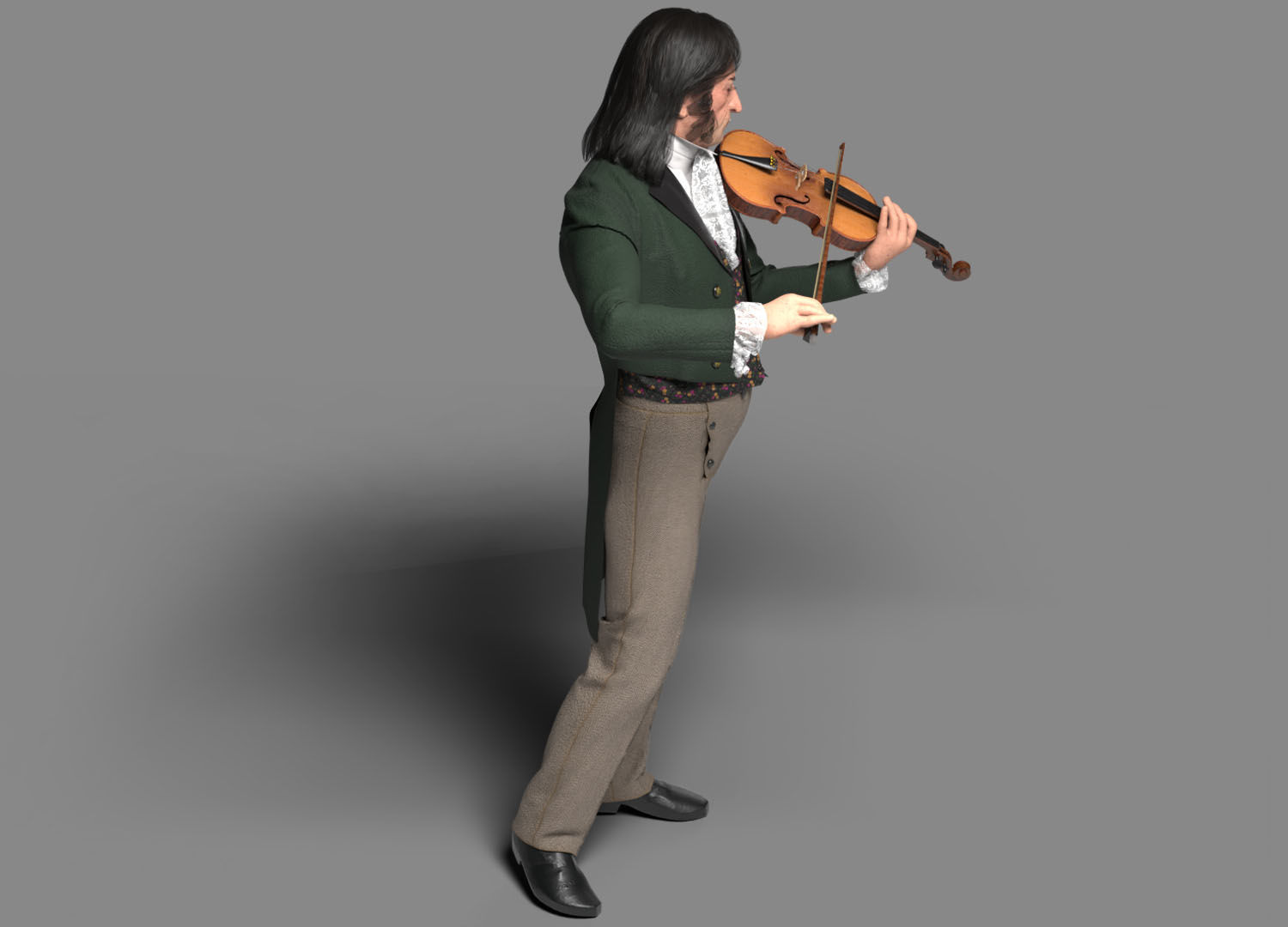 Violinist  Low-poly 3D model_5