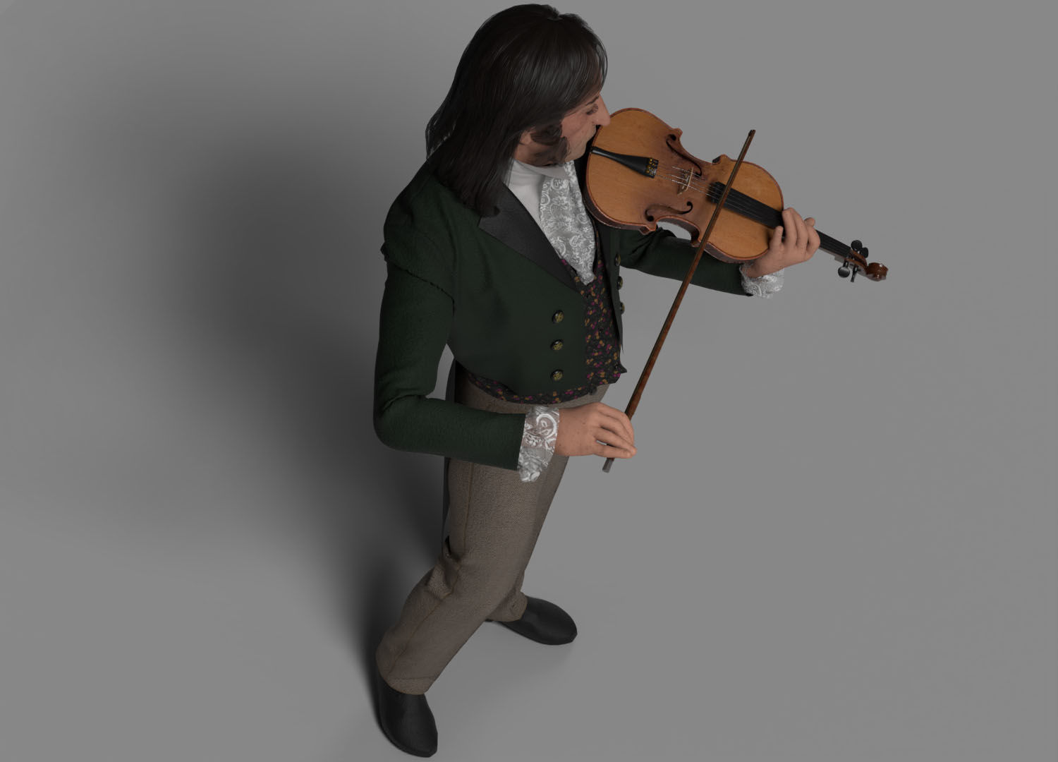 Violinist  Low-poly 3D model_1