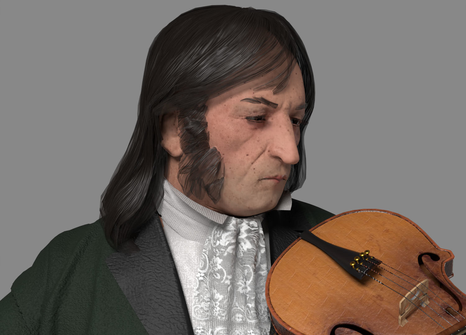 Violinist  Low-poly 3D model_14