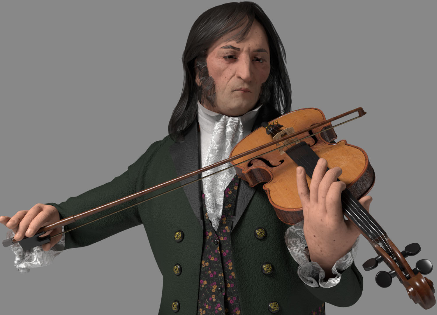 Violinist  Low-poly 3D model_13