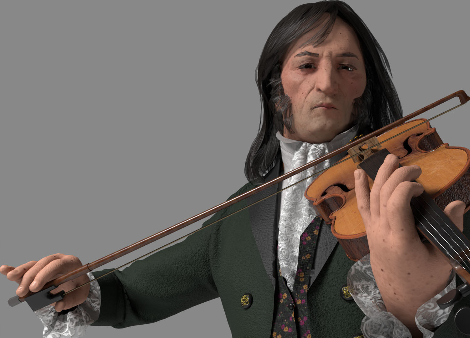 Violinist  Low-poly 3D model_15