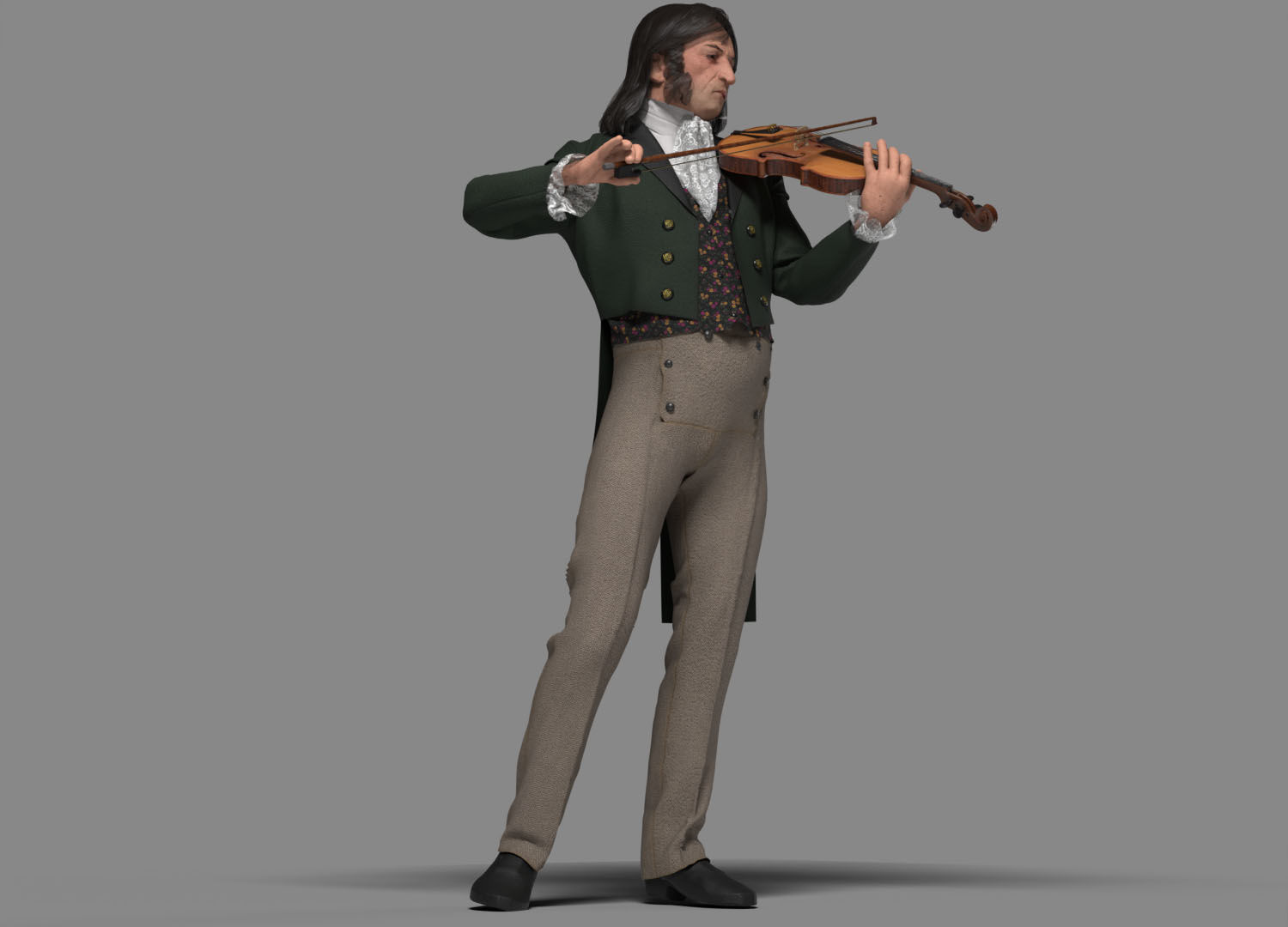 Violinist  Low-poly 3D model_3