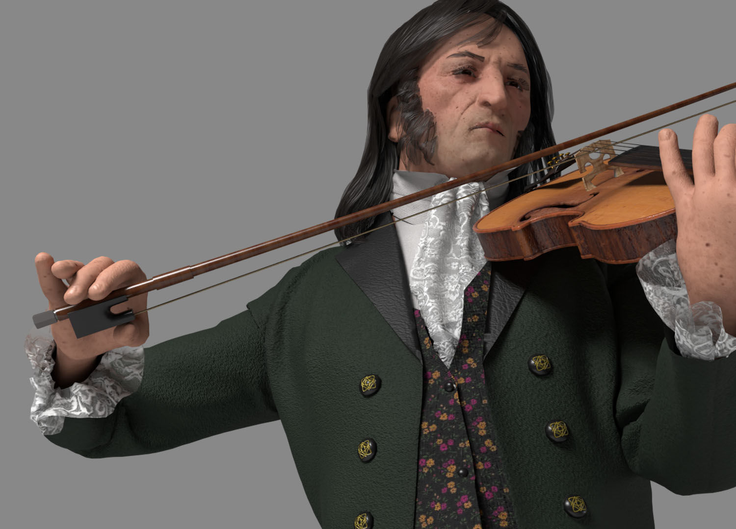Violinist  Low-poly 3D model_16