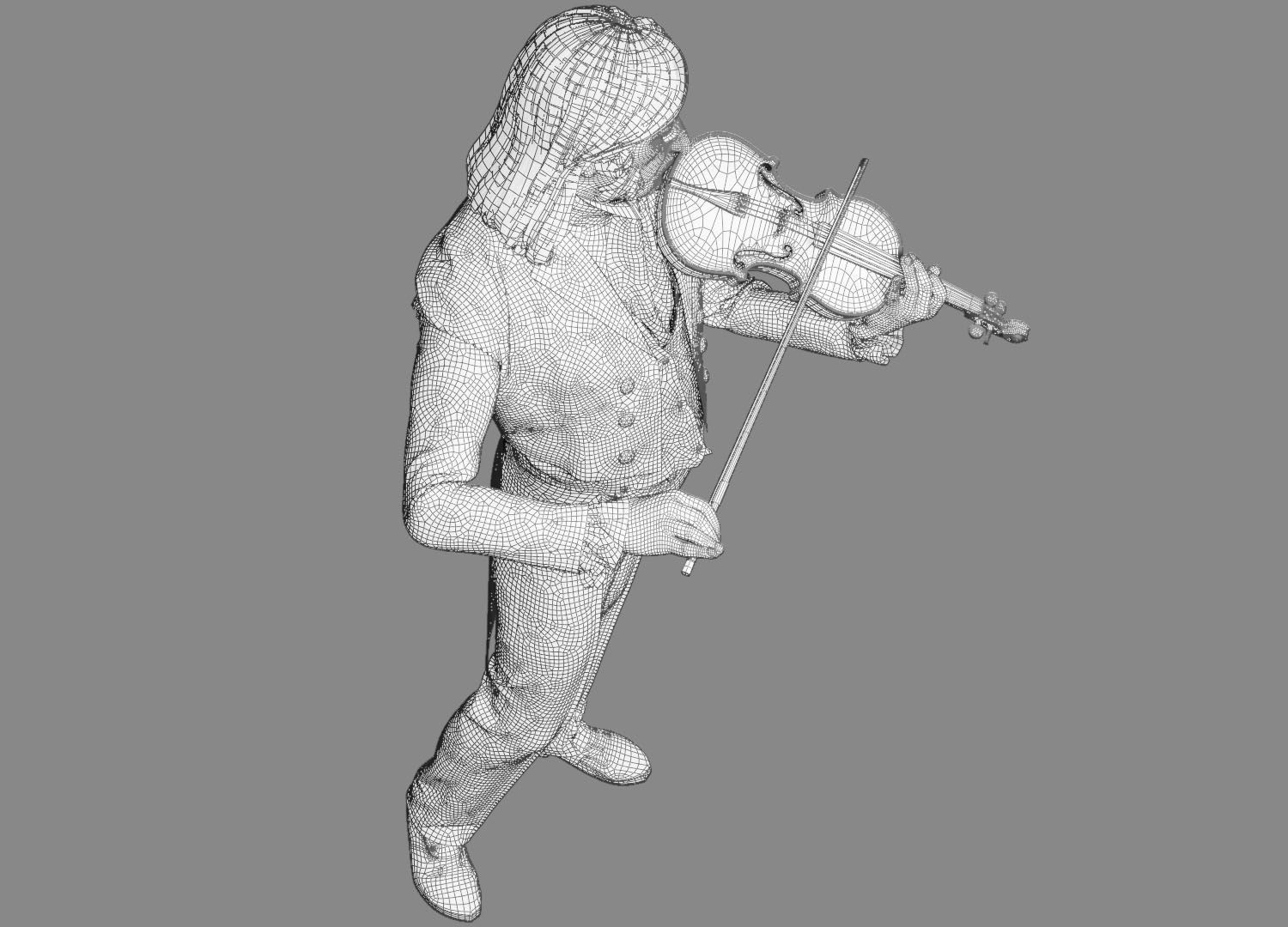 Violinist  Low-poly 3D model_9