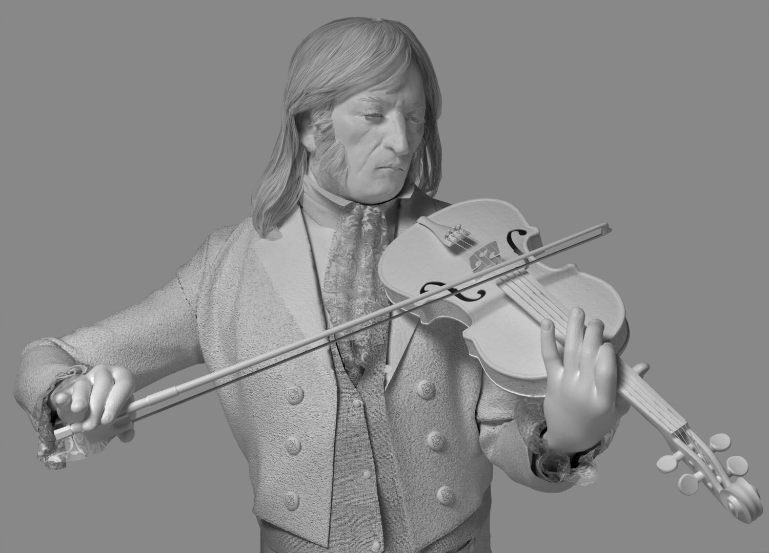 Violinist  Low-poly 3D model_12
