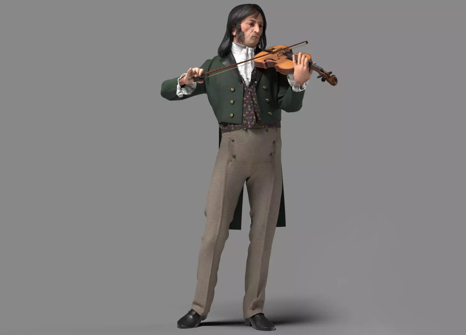 Violinist  Low-poly 3D model_0