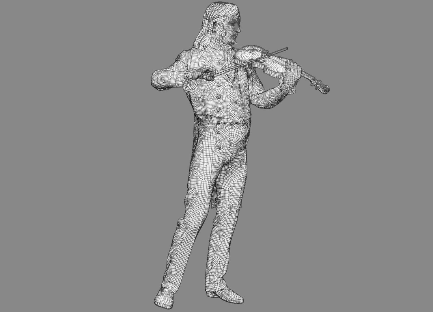 Violinist  Low-poly 3D model_8