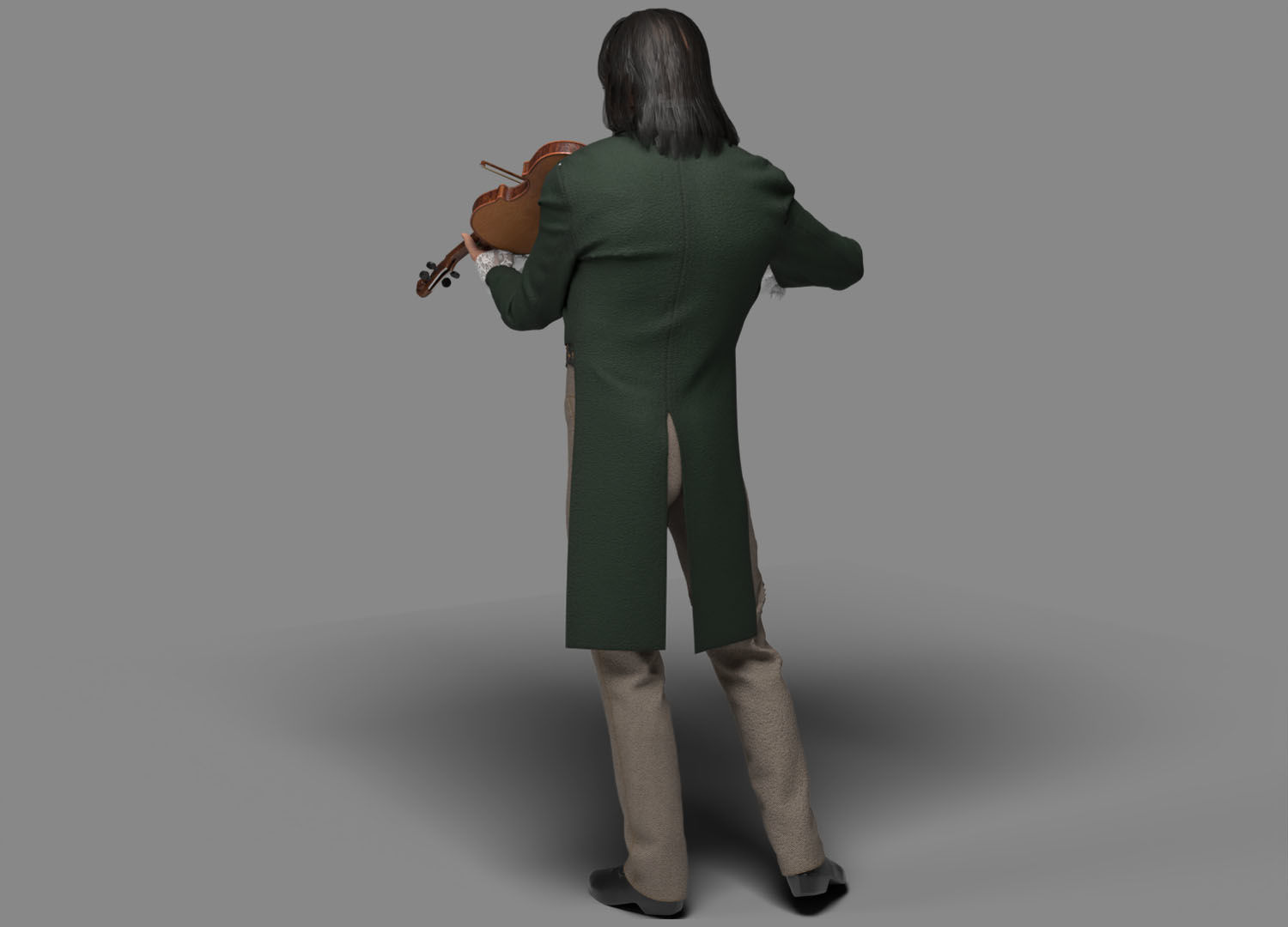 Violinist  Low-poly 3D model_4