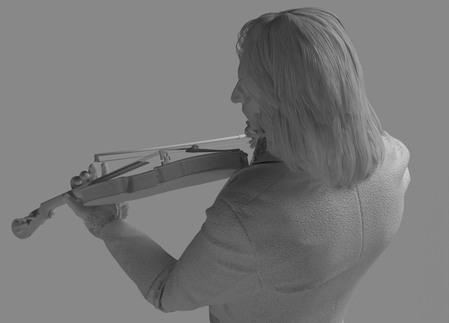 Violinist  Low-poly 3D model_10