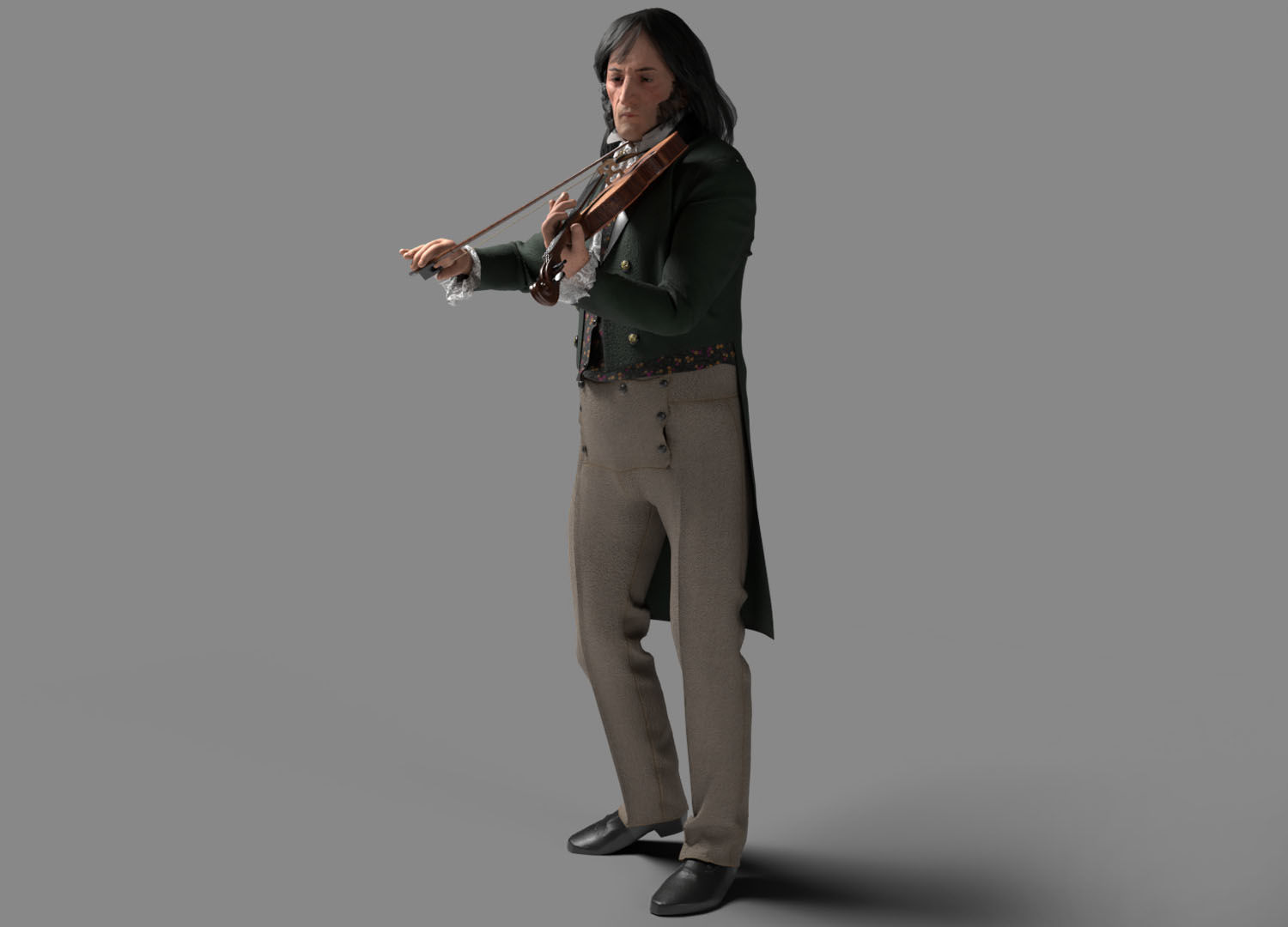 Violinist  Low-poly 3D model_2
