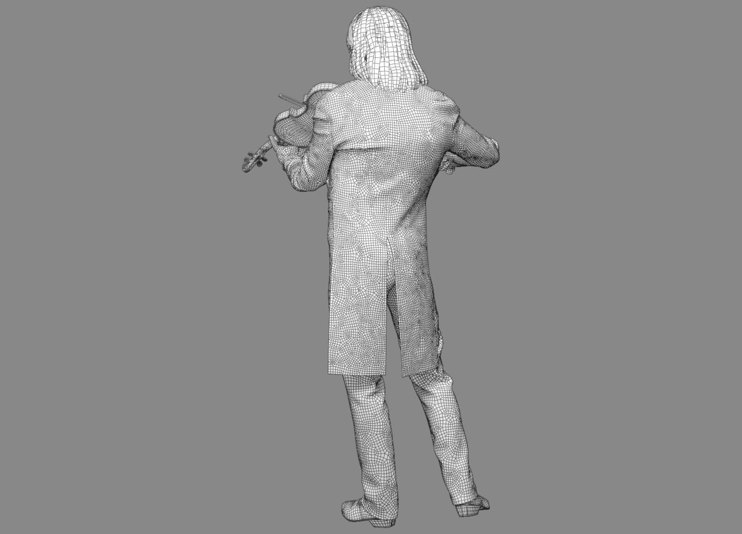 Violinist  Low-poly 3D model_6