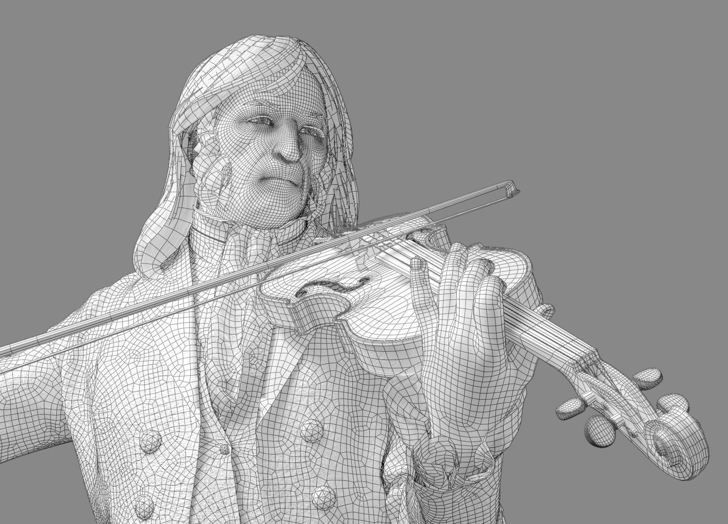 Violinist  Low-poly 3D model_7