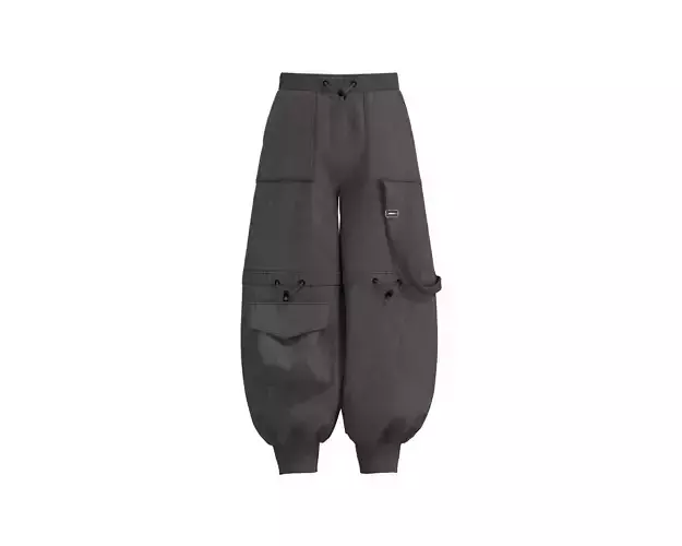 Mens trouser with ribbed waist and hem multiple pockets