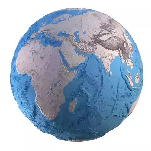Earth Clay Shaded Globe Low-poly 3D model