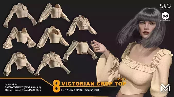 8 Women Victorian Crop Top - VOL1