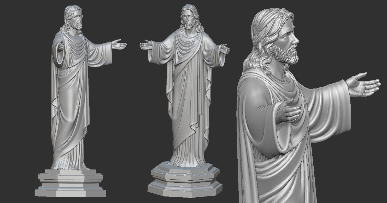 Statue of Jesus Christ Risen Mercy Protection 3D print model_15