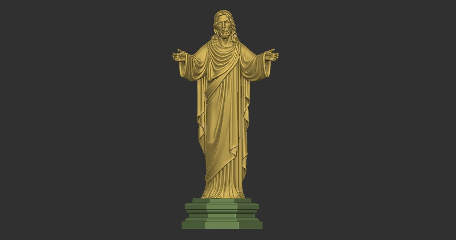 Statue of Jesus Christ Risen Mercy Protection 3D print model_12